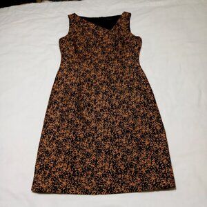 David Meister Sheath Dress Gold/Black Geometric Sleeveless Party/Cocktail Size 8